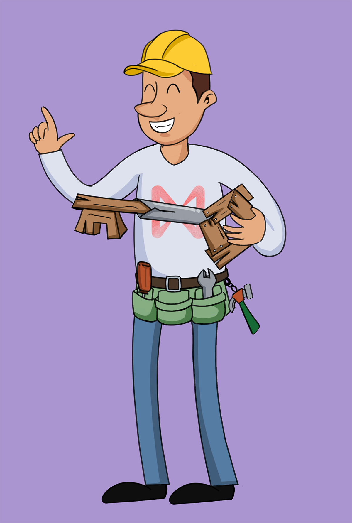 Illustration of a carpenter who has created a key. Art by carlcarlkarl.near